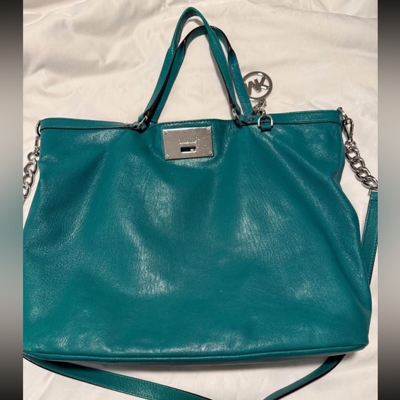 Michael Kors Turquoise Leather Tote - Picture 1 of 3